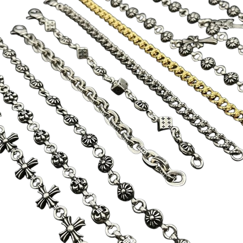 [H-25] Vintage Bold Letter Bracelet Cross Flower Ball Full Flower Gold Bracelet with Diamonds Hand Jewelry