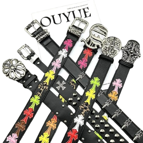 Belt, Men’s Roller, Hollow, Evergreen, Vine Style, Perforated Vintage – CY