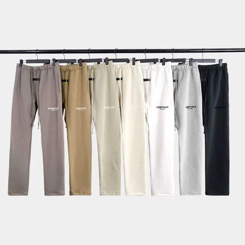 ESSE flocked print straight length trousers drawstring casual wide cut cotton pants