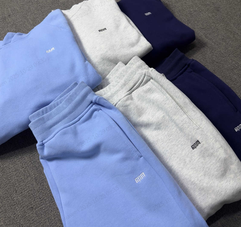 6PM LOGO embroidered letter hip hop fleece pullover hoodie long sweatpants men’s trendy sports suit jacket trendy