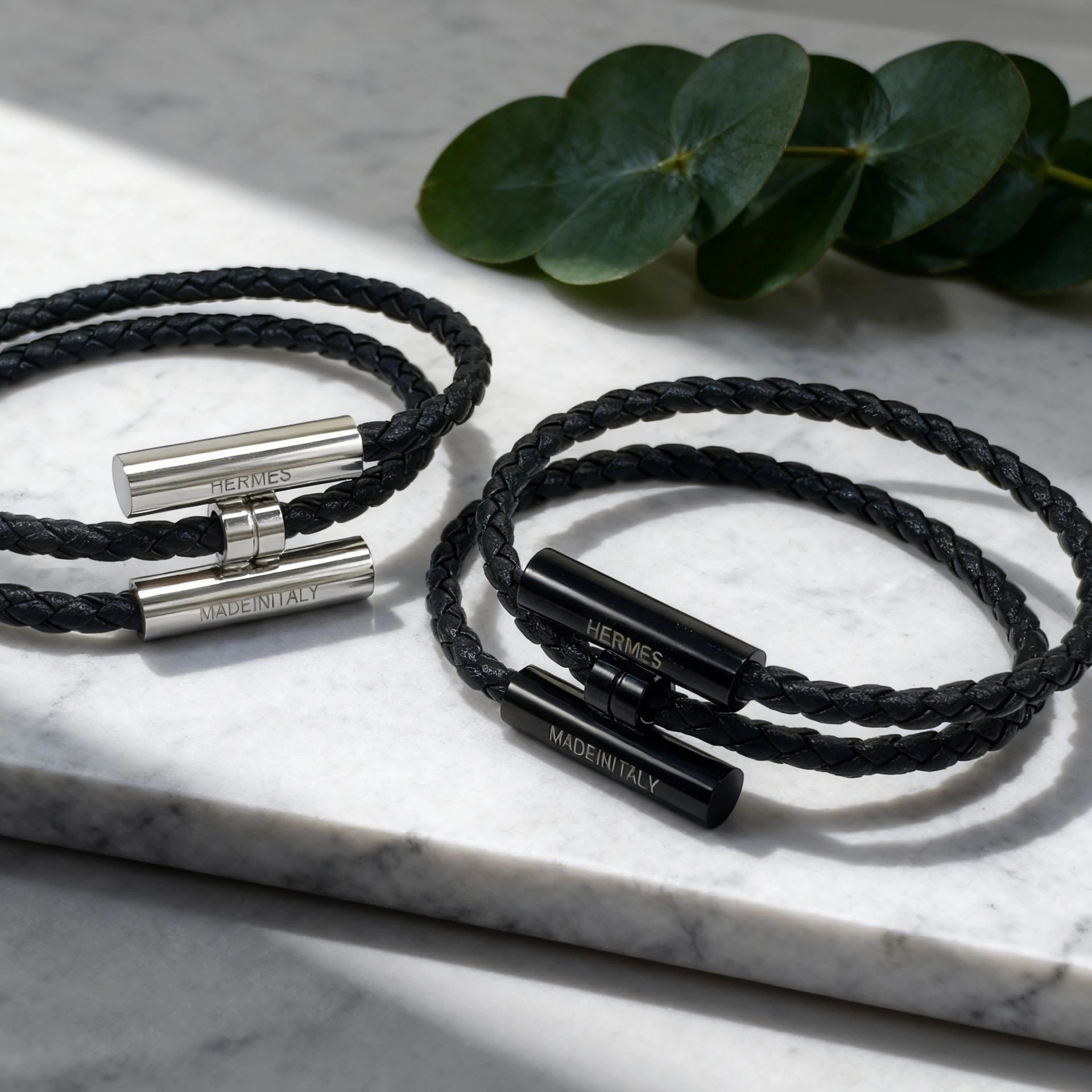Hot sale stainless steel bracelet leather woven bracelet