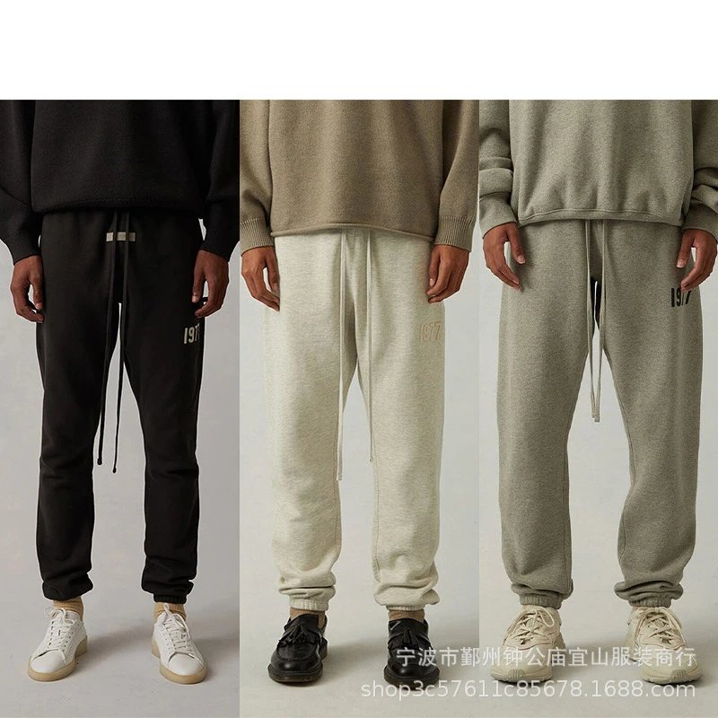 GPZ2022SS Flannel Trousers 1977 Flocked Printed ESSFOG Trendy Brand Trousers Cross-border Hot Sale