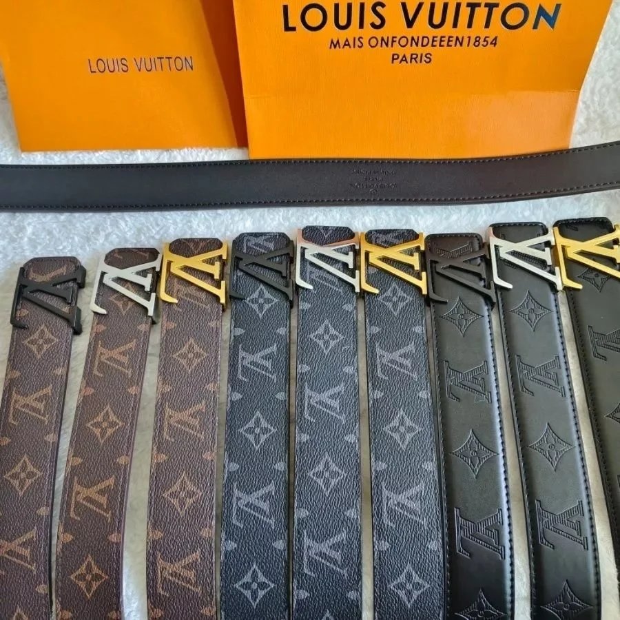 Belts for men’s new stylish and versatile leather plaid business letters