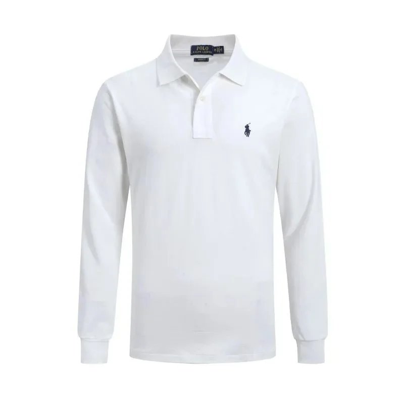 pony shirt men’s long sleeve t-shirt loose large size solid color cotton bottoming shirt business casual men’s t trend
