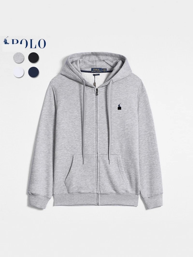 Ralph Lauren jacket pony logo hooded sweater men’s autumn and winter fleece zipper cardigan men’s sweater luxury