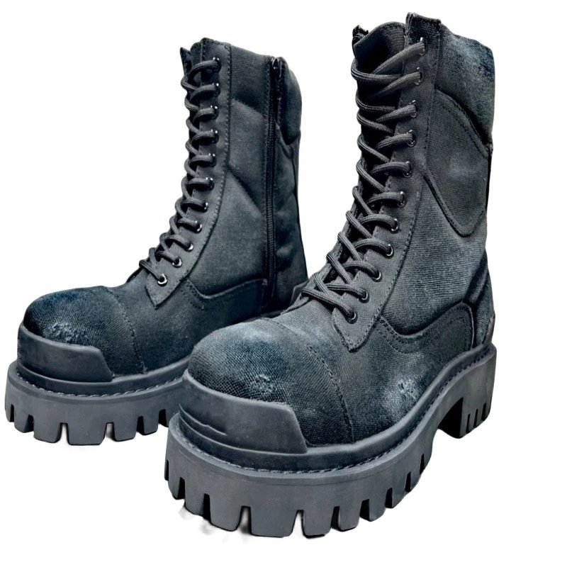 2024 autumn and winter round toe mid-rise viscose shoes in stock big head men’s first layer cowhide men’s short boots martin boots