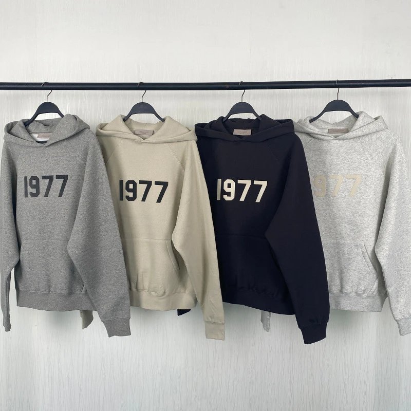 GPZ202SS-1977 flocked hooded sweatshirt ESSFOG fleece trendy brand hoodie is popular across borders