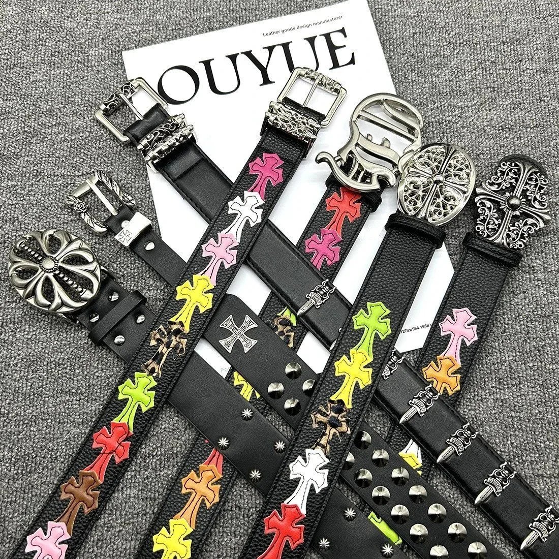 Belt, Men’s Roller, Hollow, Evergreen, Vine Style, Perforated Vintage – CY