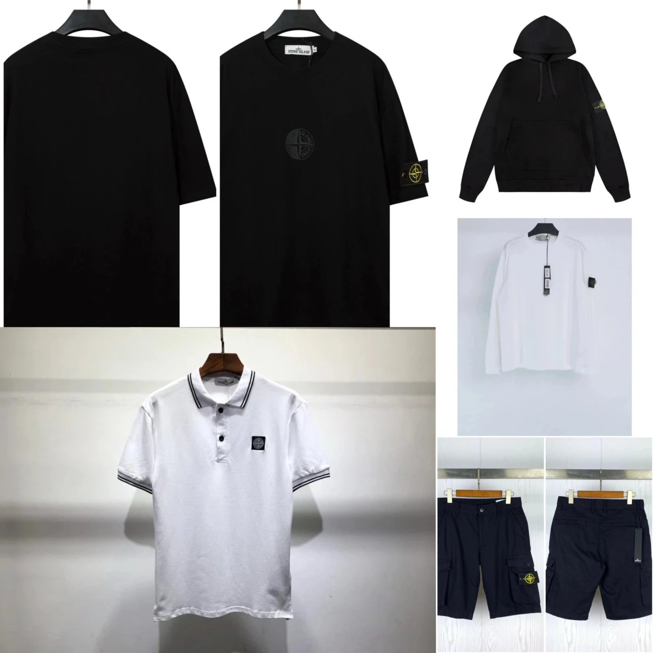 [Original Standard Test] ST Simple Solid Color Compass Logo Sweatshirt Short Sleeve Collection