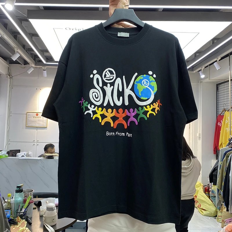 Print loose round neck popular short sleeve hip hop t-shirt for men and women