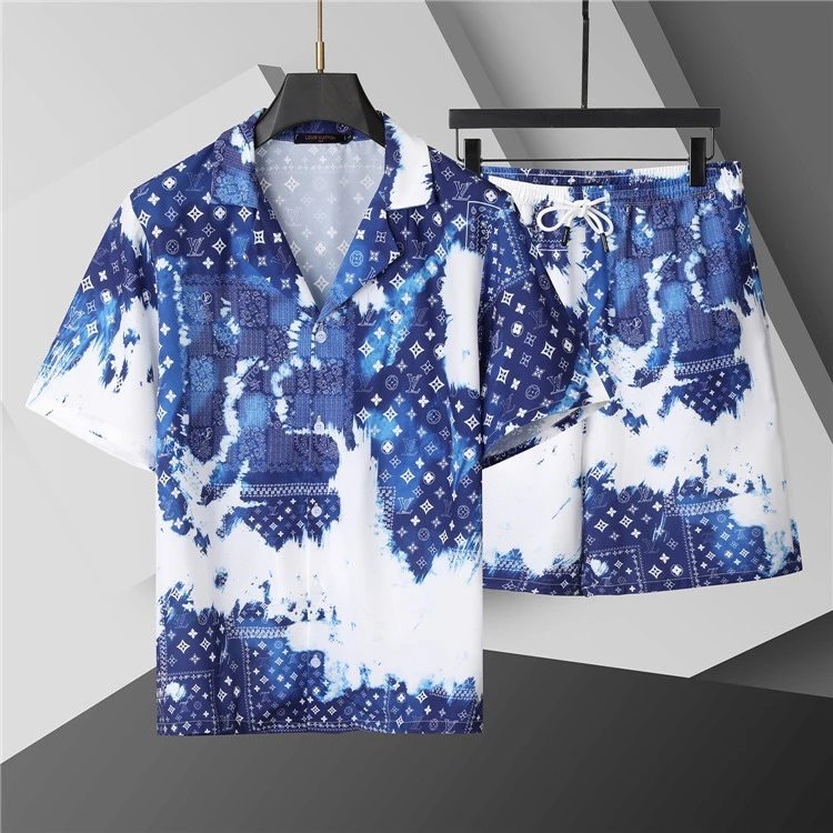 [DX4-14] Summer Short Sleeve Old Flower Retro Loose Shorts Shirt Set