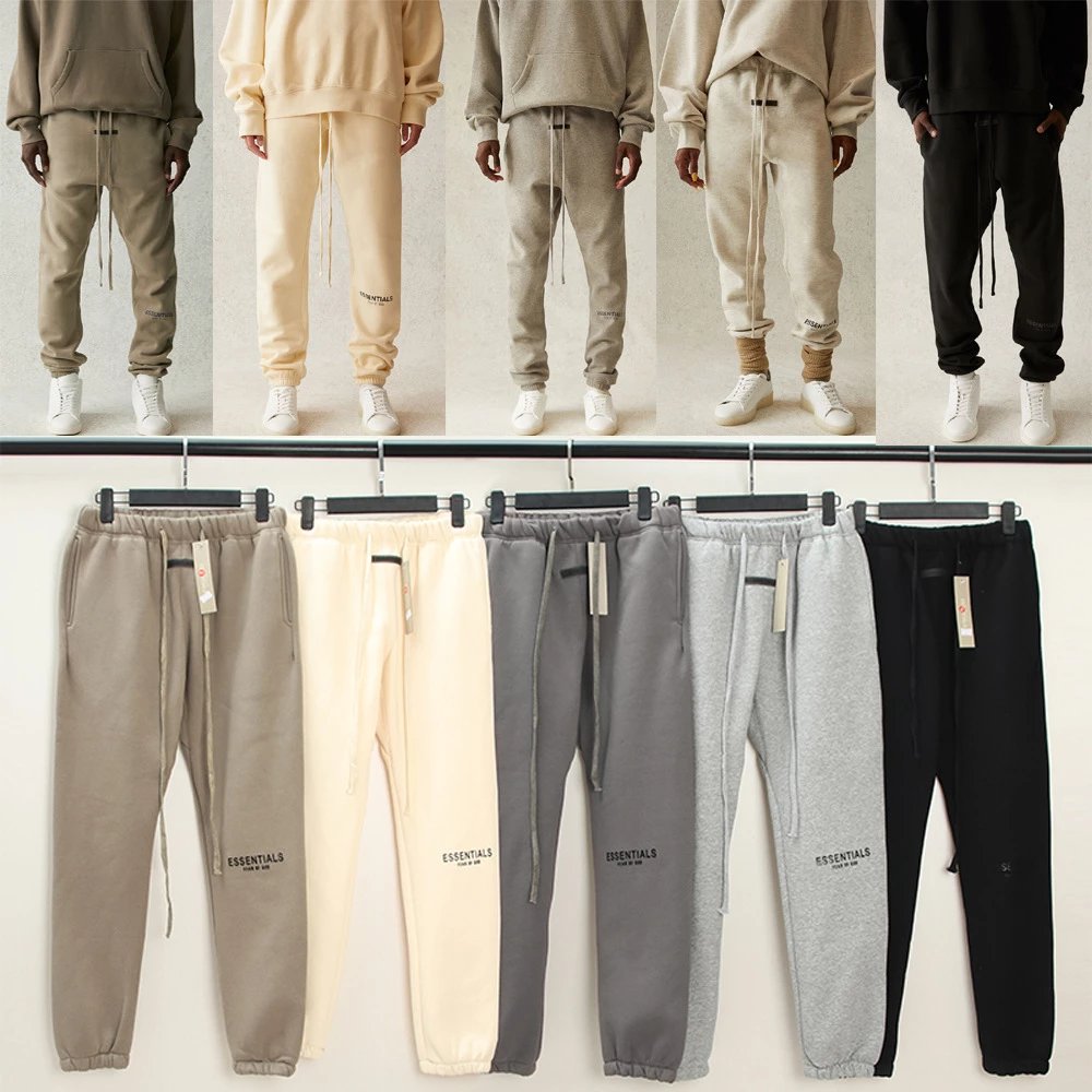 Men’s and women’s double-lined cotton long pants high street cuff casual sports sweatpants