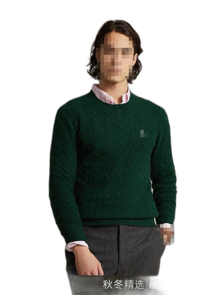 RL Autumn/Winter classic cable crewneck sweater embroidered crew neck sweater (10 colors) G/D