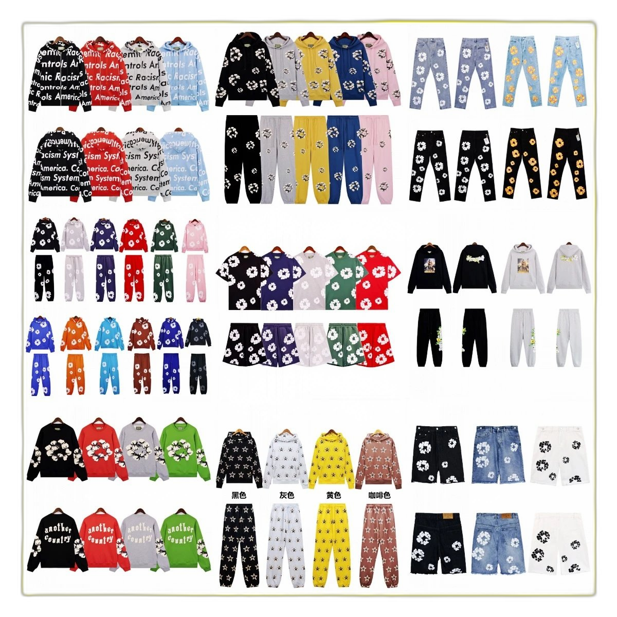 foam print hoodie short sleeve t-shirt hoodie set 2
