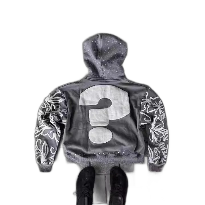 American Letter Foam Print Street Trend Y2K Destroyed Hoodie Loose Pullover Hoodie