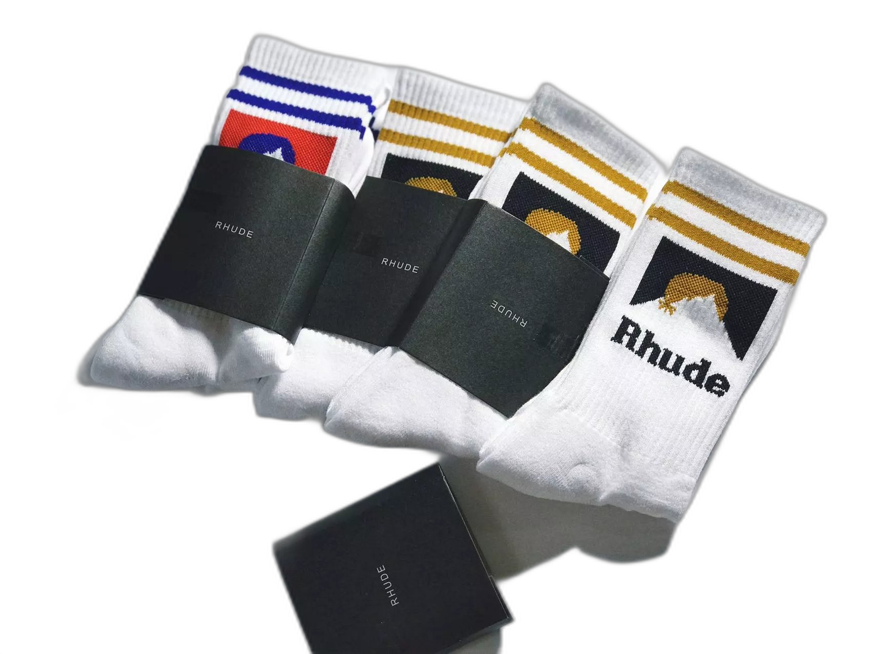 Rhude towel bottom socks Marlboro letter yellow cigarette case towel socks