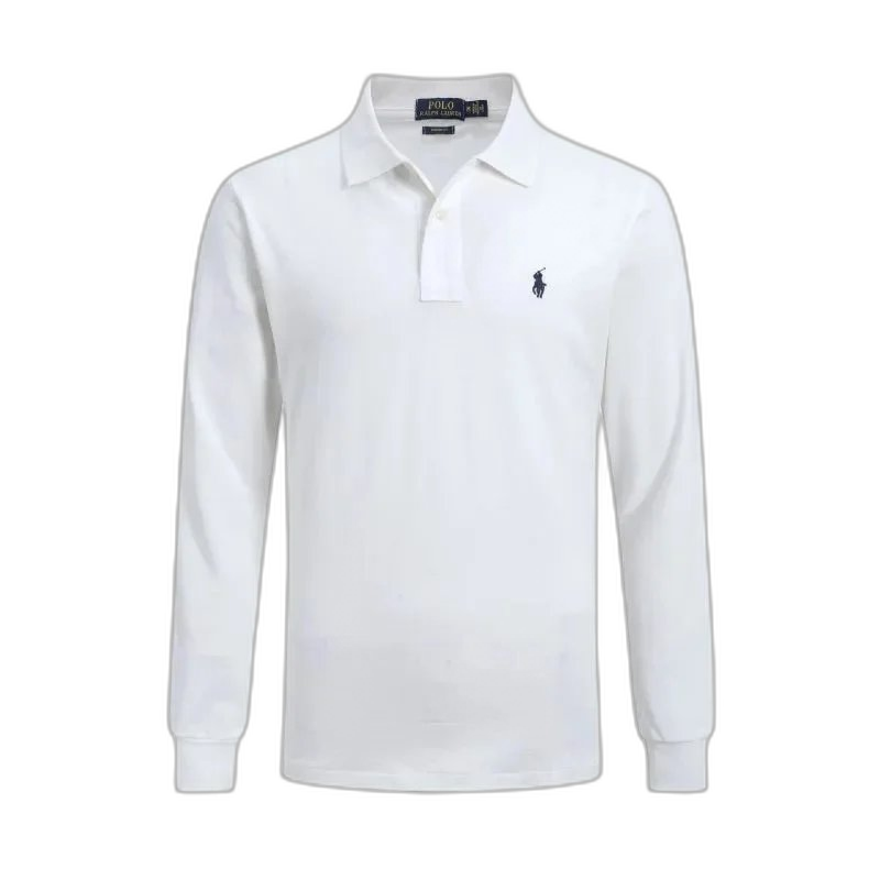 pony shirt men’s long sleeve t-shirt loose large size solid color cotton bottoming shirt business casual men’s t trend