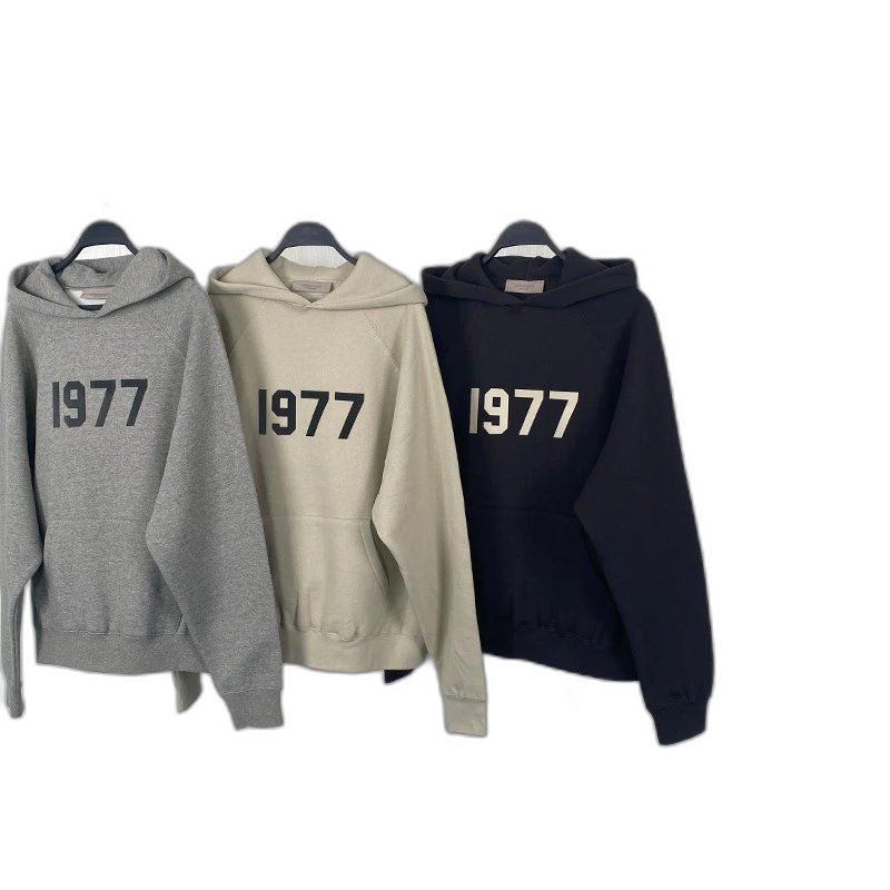 GPZ202SS-1977 flocked hooded sweatshirt ESSFOG fleece trendy brand hoodie is popular across borders
