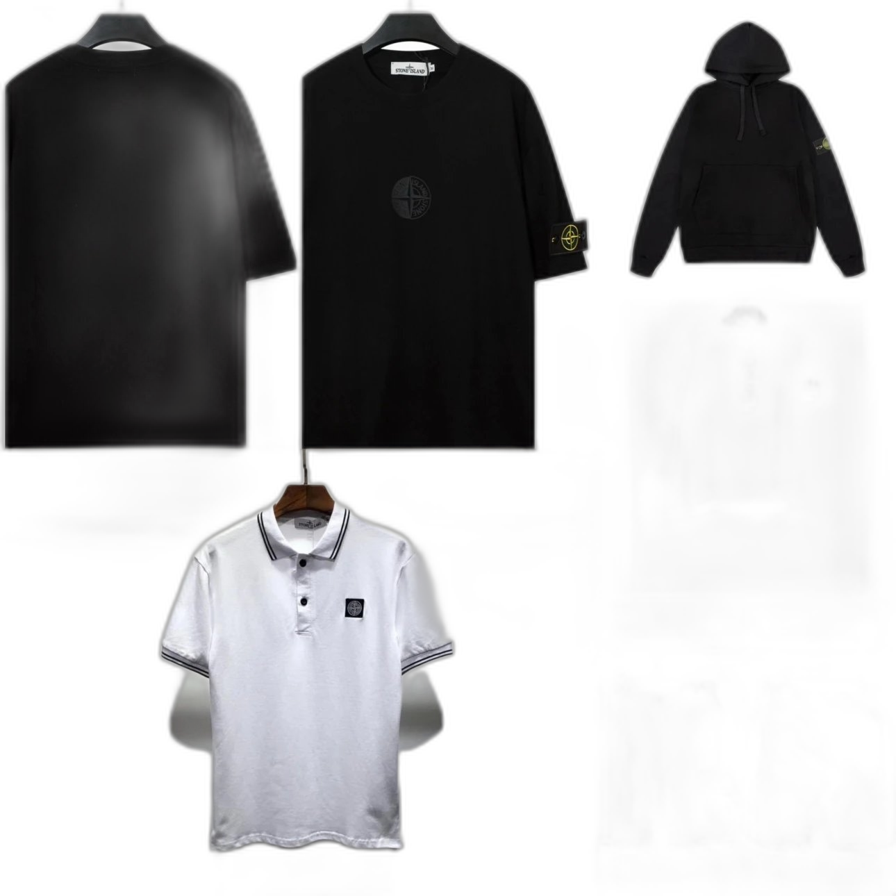 [Original Standard Test] ST Simple Solid Color Compass Logo Sweatshirt Short Sleeve Collection