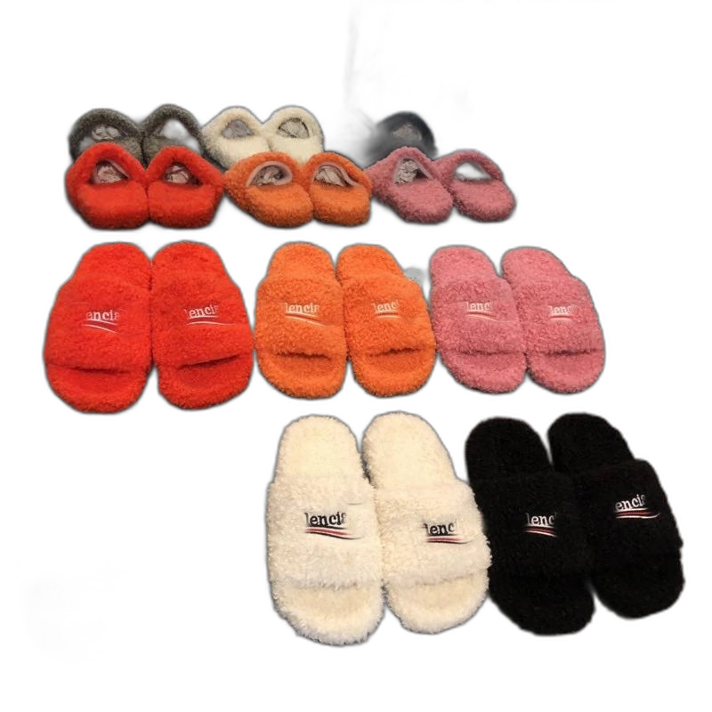 [H-07] Autumn and Winter Fur Slippers Women’s Casual Outwear Embroidered Letter Letter Couple Fur Slippers