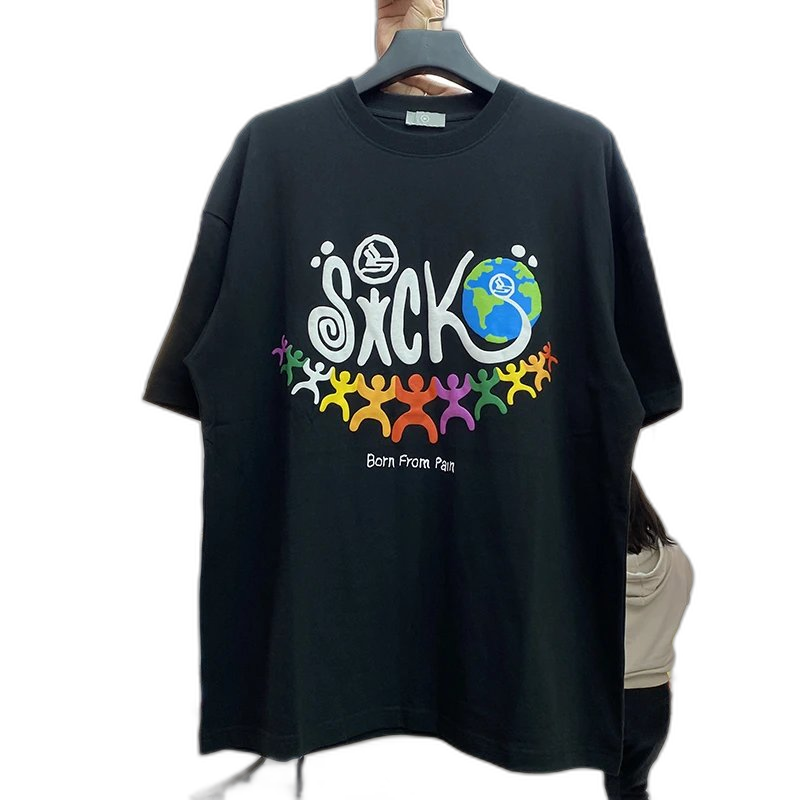 Print loose round neck popular short sleeve hip hop t-shirt for men and women