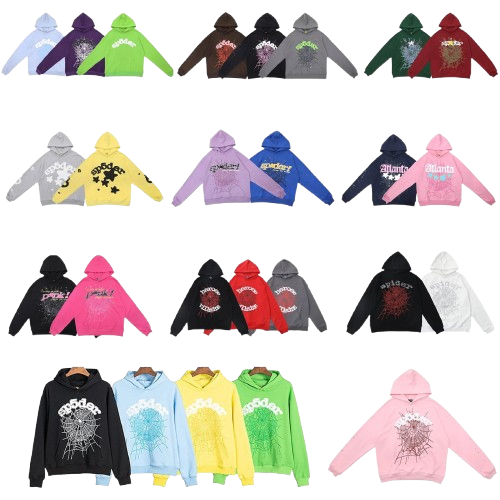 High version European and American trendy brand SP5der spider web foam hip hop loose and heavy duty hooded sweatshirt for men and women