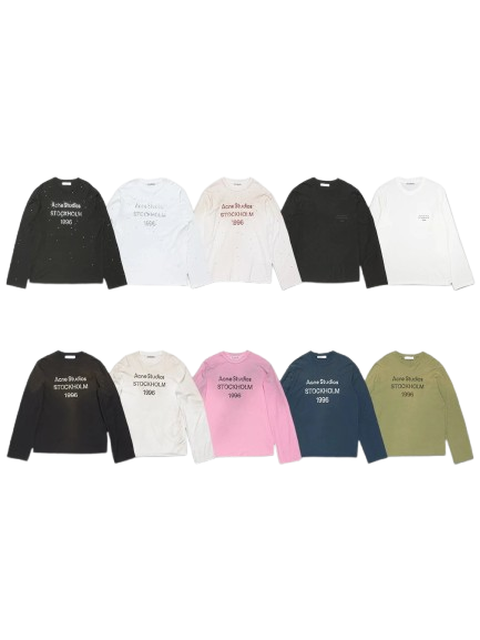 Cross-border trendy brand AC 1996 hot diamond letter print washed distressed light luxury loose cotton long sleeve t-shirt for men and women