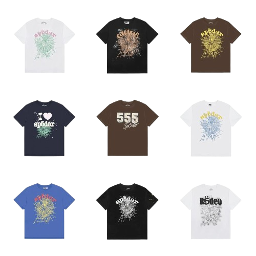 25s cross-border European and American trendy brand spider web 555 letter print short sleeve t-shirt for men and women American high street half sleeve