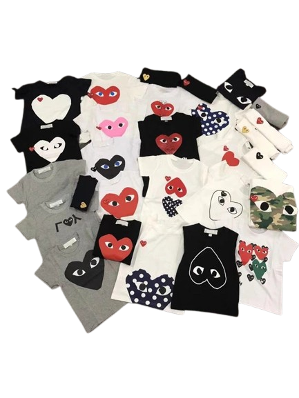 Trendy Kawakyu T-shirt, cotton, short sleeve, Japanese play, love embroidery, peach heart, short sleeve, male and female couples