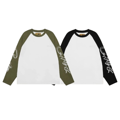 Corteiz Alcatraz Alcatraz Letter Embroidery Print Beauty High Street Casual Color Matching Raglan Long Sleeve T Shirt Trendy