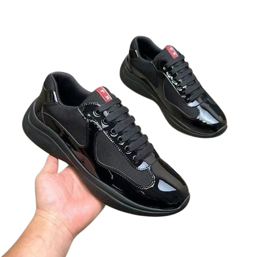 P Family European Station Foreign Trade Running Shoes Men’s Sneakers Couple Casual Shoes Patent Leather Shiny Cross-border Sneakers