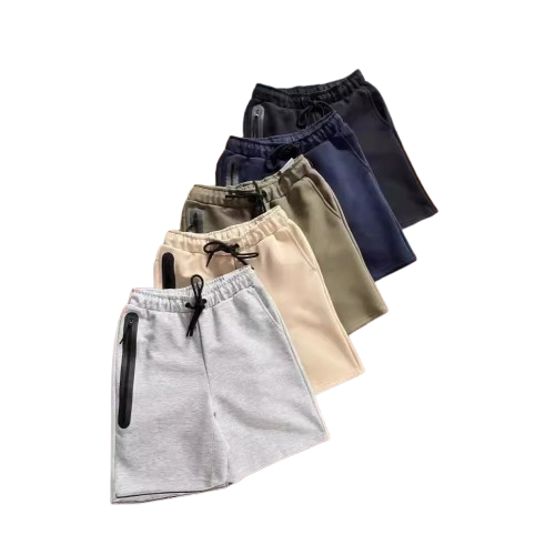 2024 summer new men’s knitted multicolor front side laminated zipper sports shorts five-point pants 172