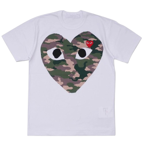 Trendy brand HEYPLAY Japanese cotton short sleeve t-shirt peach heart men’s and women’s camouflage big heart couple style