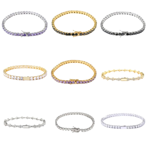 Shiny hip-hop tennis chain micro-inlaid zircon bracelet jewelry for men and women