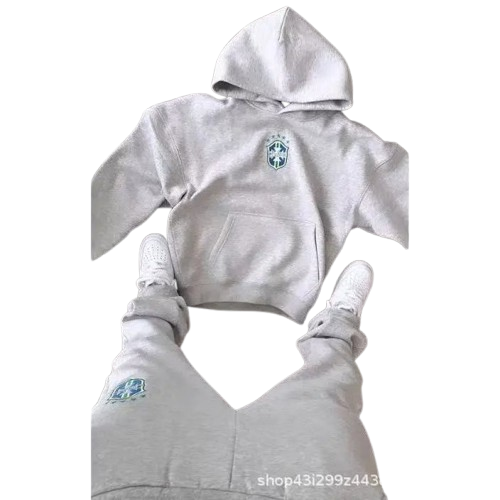 New autumn and winter trendy brand fashion print pullover long sleeve hooded sweater suit men’s casual all-match jacket trendy