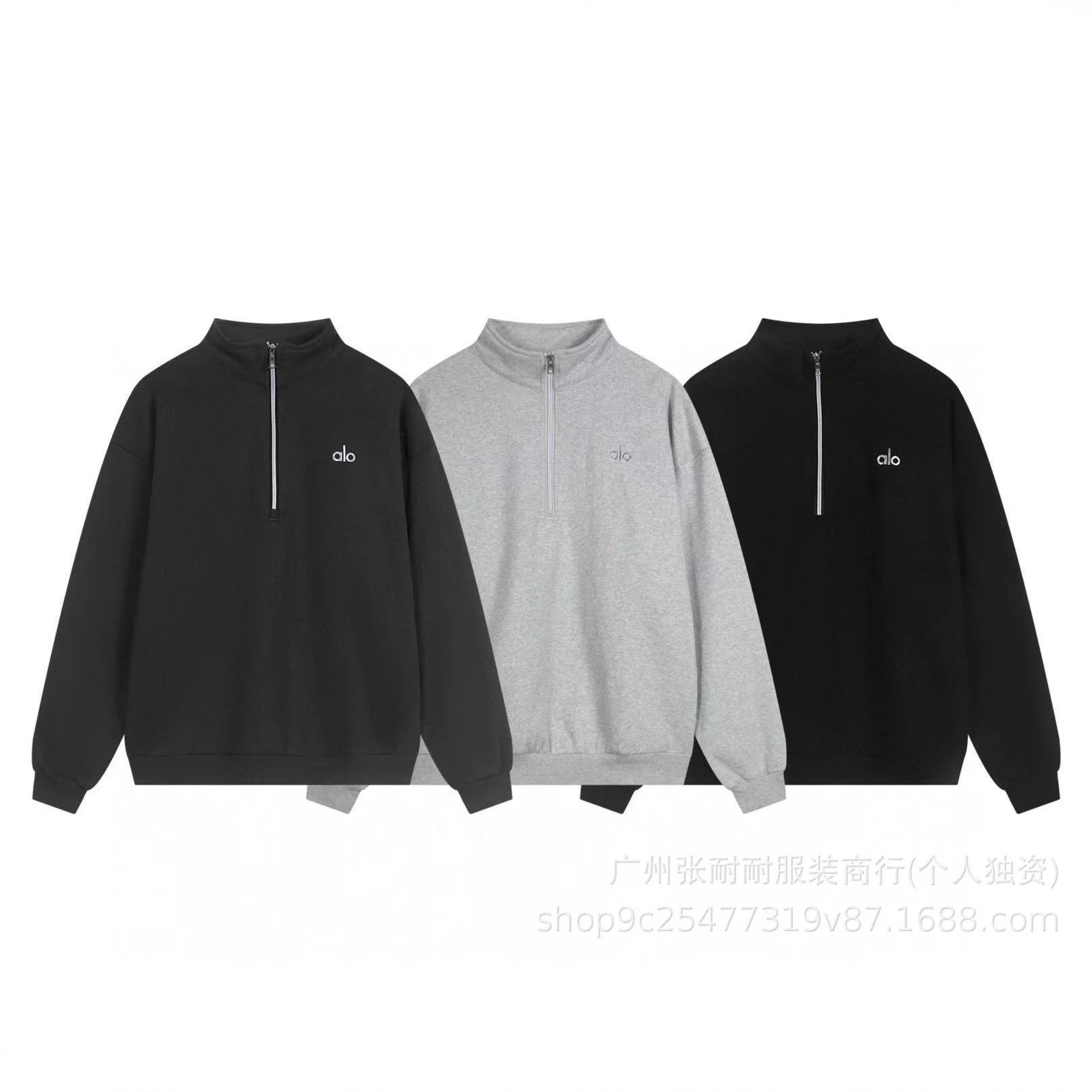 25 autumn and winter new alo half zipper heavy weight classic all-match pullover sweater for men and women, same style, original version