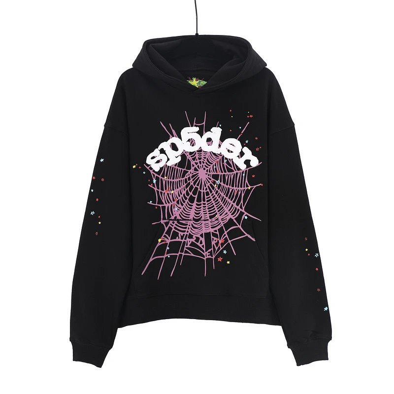 spider web print hoodie loose fit men’s and women’s hoodie set
