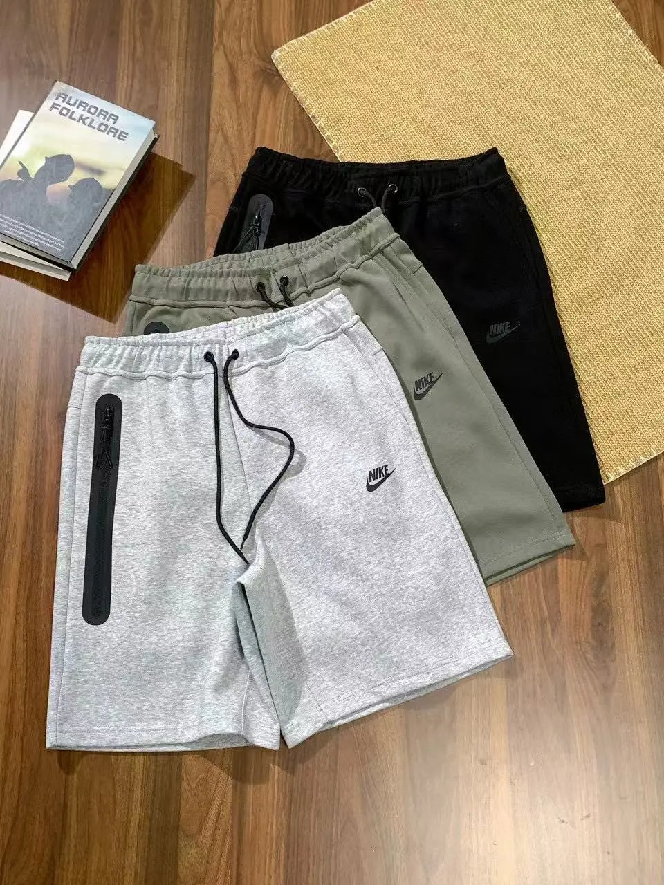Cross-border NK shorts TECH FLEECE men’s knitted side laminated big pocket sports shorts five-point pants