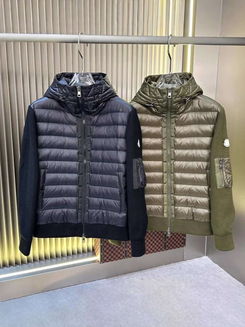 European brand new M family knitted patchwork casual down jacket men’s white duck down jacket warm and stylish slim fit down jacket