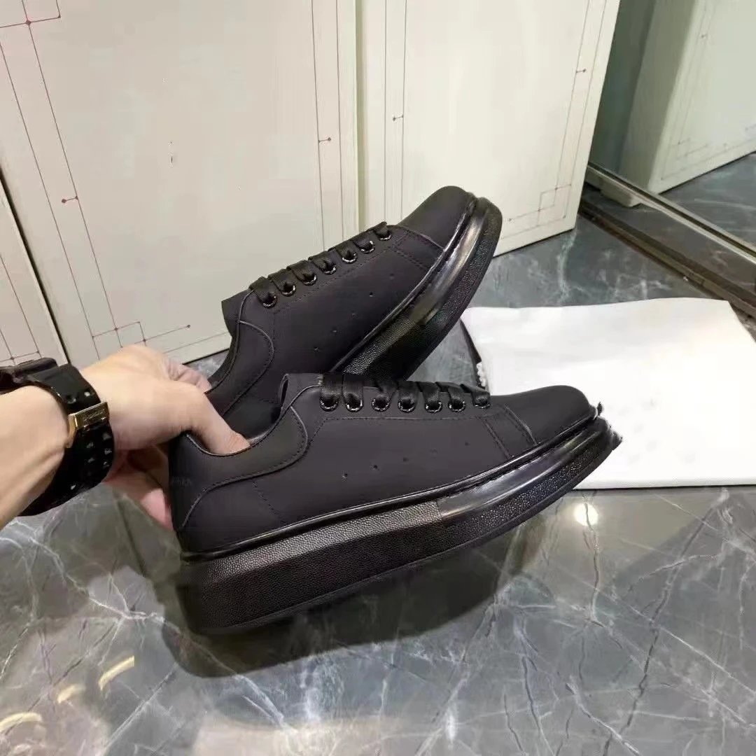 High version McQueen leather white shoes men’s raised thick bottom all-match muffin shoes women 24 casual sports couple sneakers
