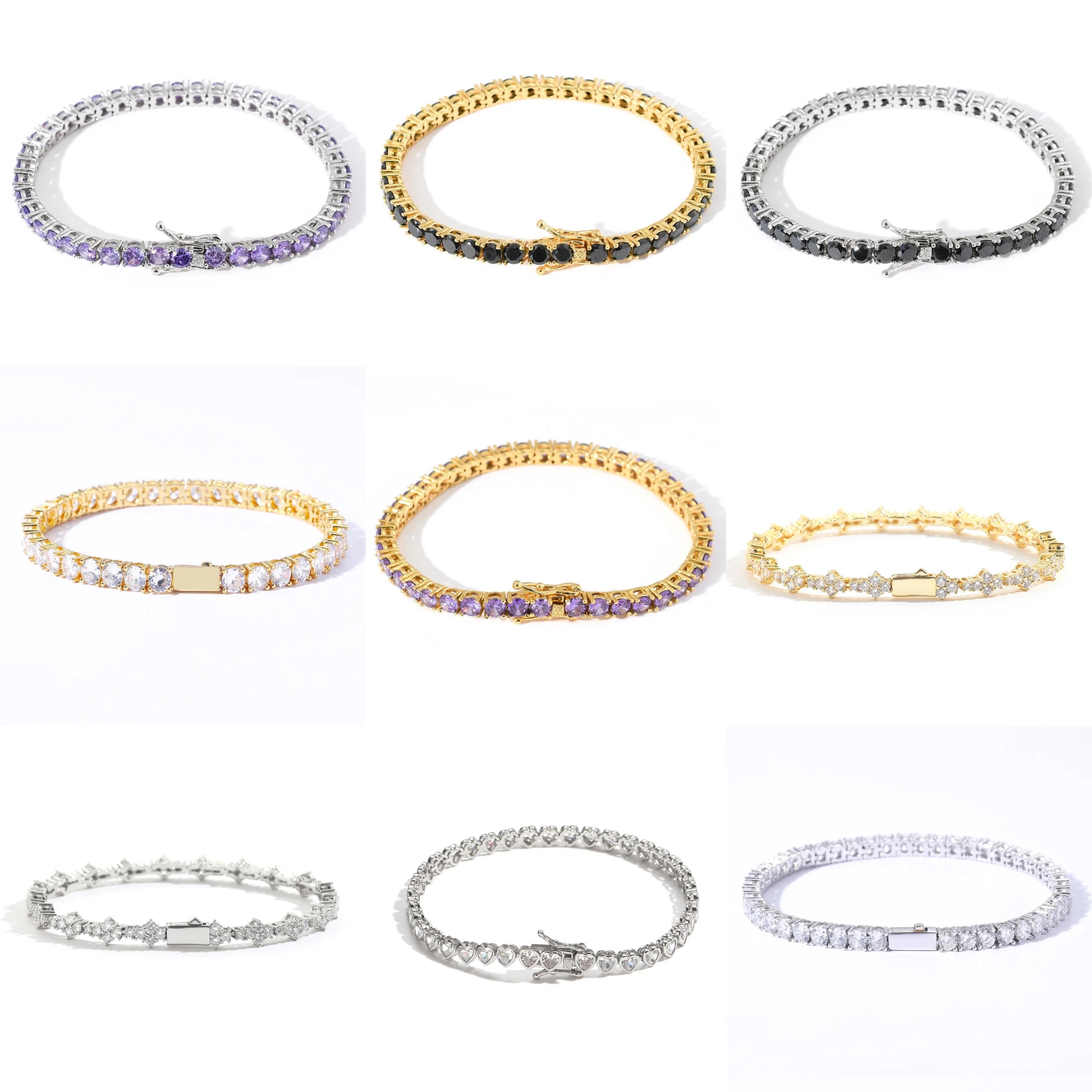 Shiny hip-hop tennis chain micro-inlaid zircon bracelet jewelry for men and women