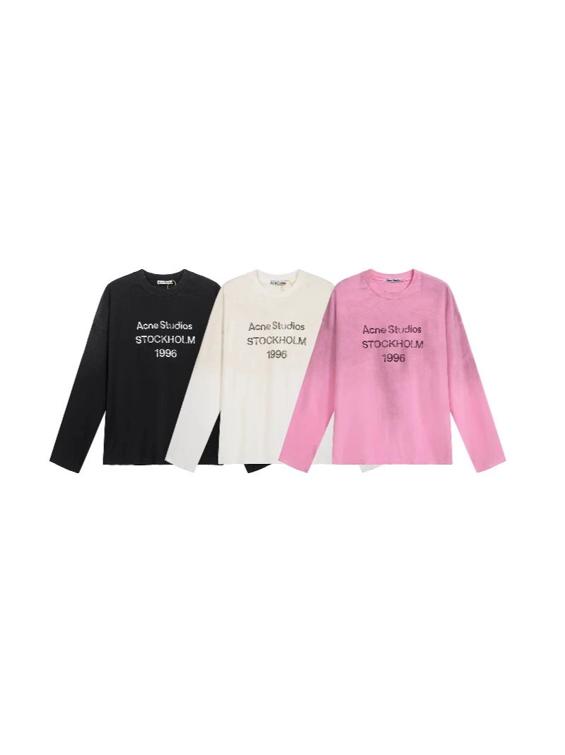 Spring and summer 1996 washed worn out letter print high street long sleeve loose fit long sleeve t-shirt for men and women couples