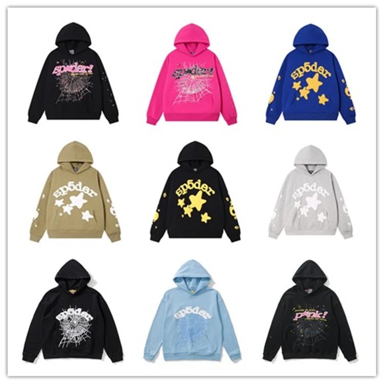 Beautiful Chao Unisex 555555 Cobweb Foam Print Hip Hop Loose Fleece Hooded Sweatshirt Set