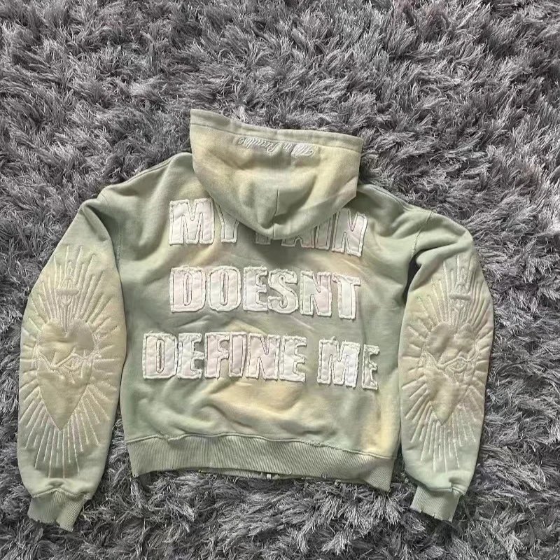 New style 9OESH printed hoodie, versatile zip-up cardigan coat