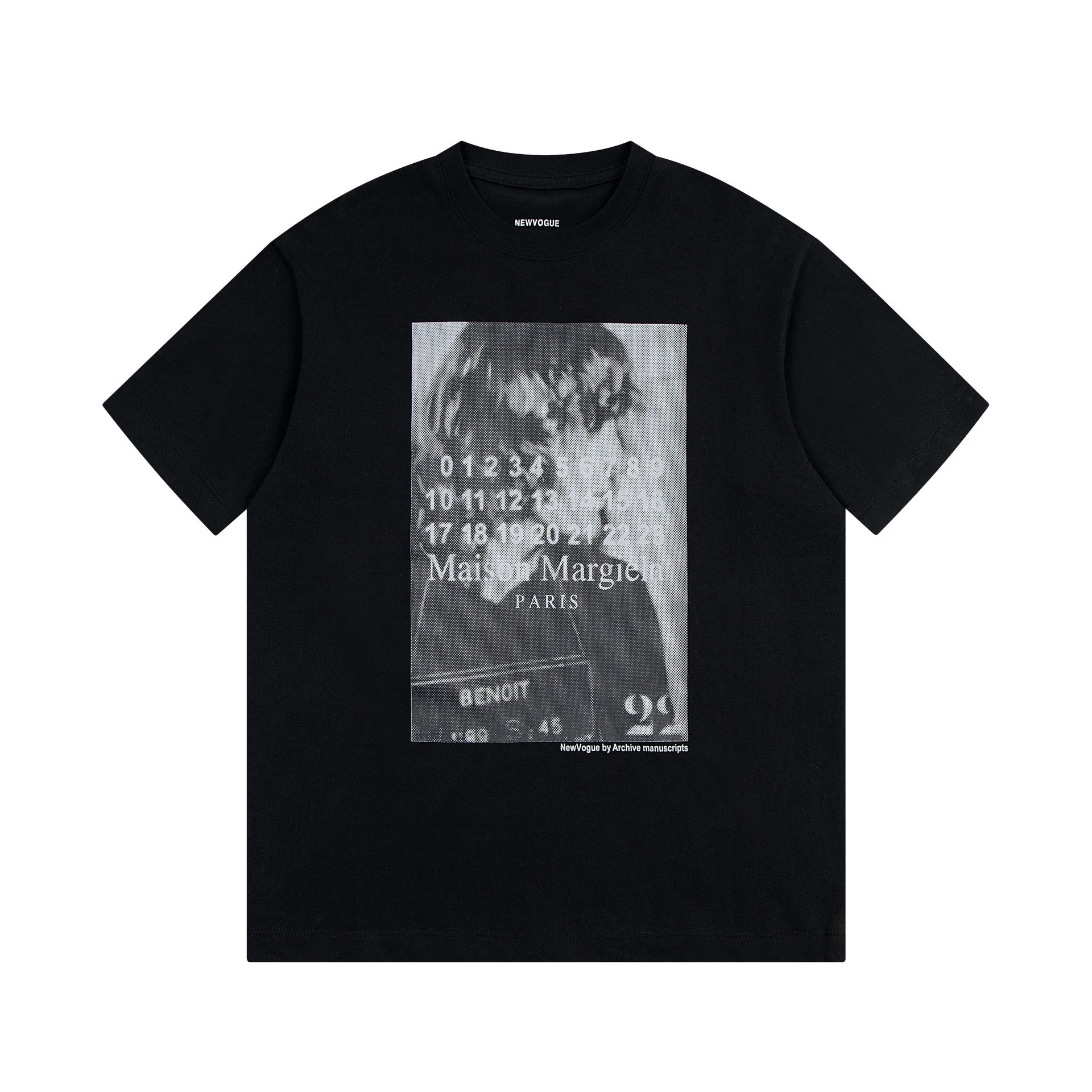 Margiela MM6 calendar alphanumeric cross border short sleeve square logo inverted embroidery t-shirt for men and women