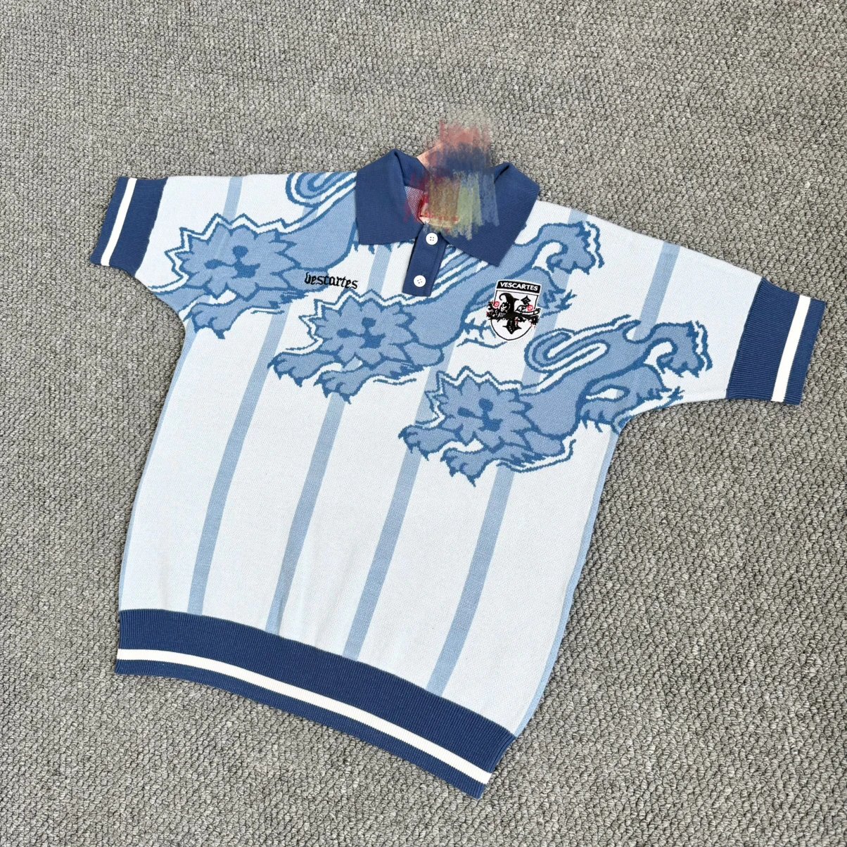 L VC Blue Beast Jacquard Short Sleeve Sweater