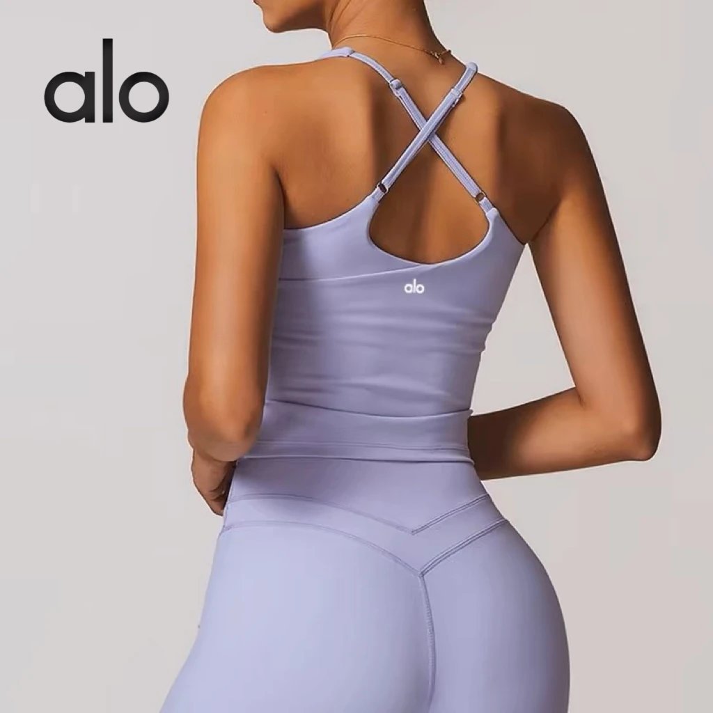 ALO YOGA WOMEN’S YOGA WEAR 2024 NEW SPORTS VEST SUMMER AND AUTUMN FITNESS UNDERWEAR WITH BODY PADS Sling Bra