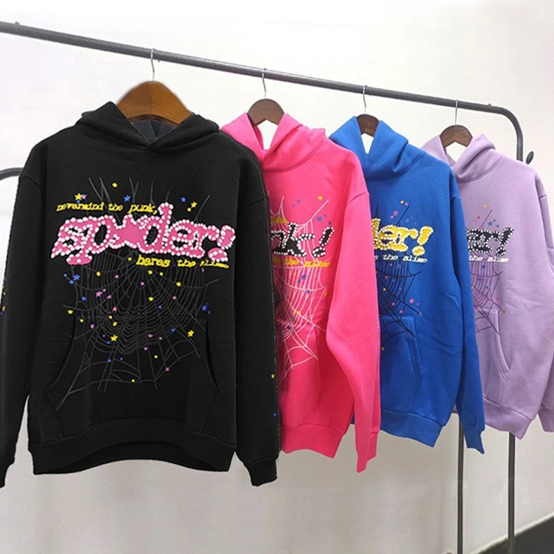 Overseas original heavy 450g thick fleece hoodie hoodie men’s foam print spider sp5der hoodies