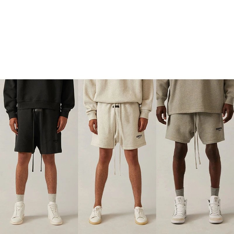 GPZ2022SS shorts plus velvet black flocked printing ESSFOG sweatshirt trendy shorts cross-border