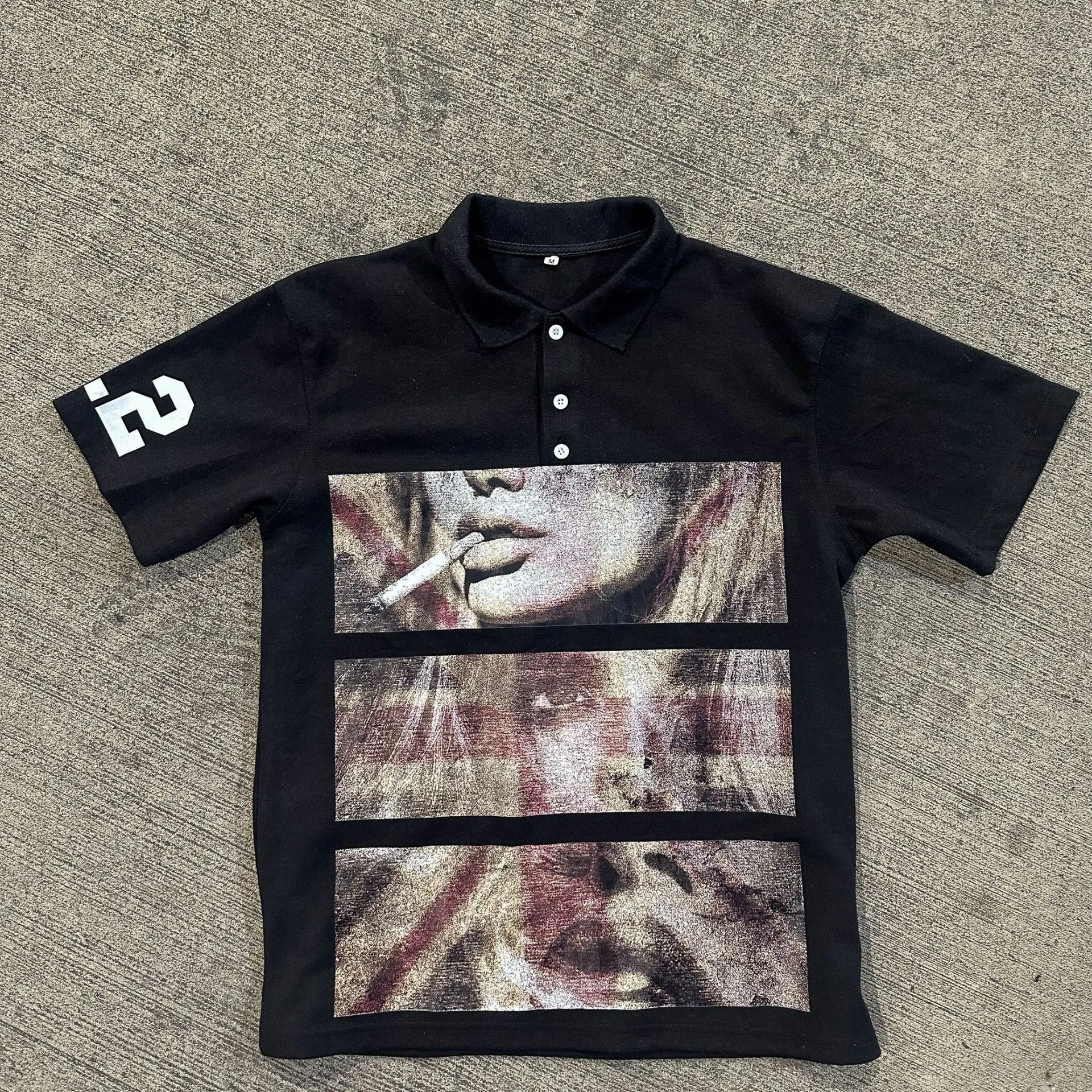 Y2K short sleeve polo shirt t-shirt printed pattern top dark goth vintage summer street wear top